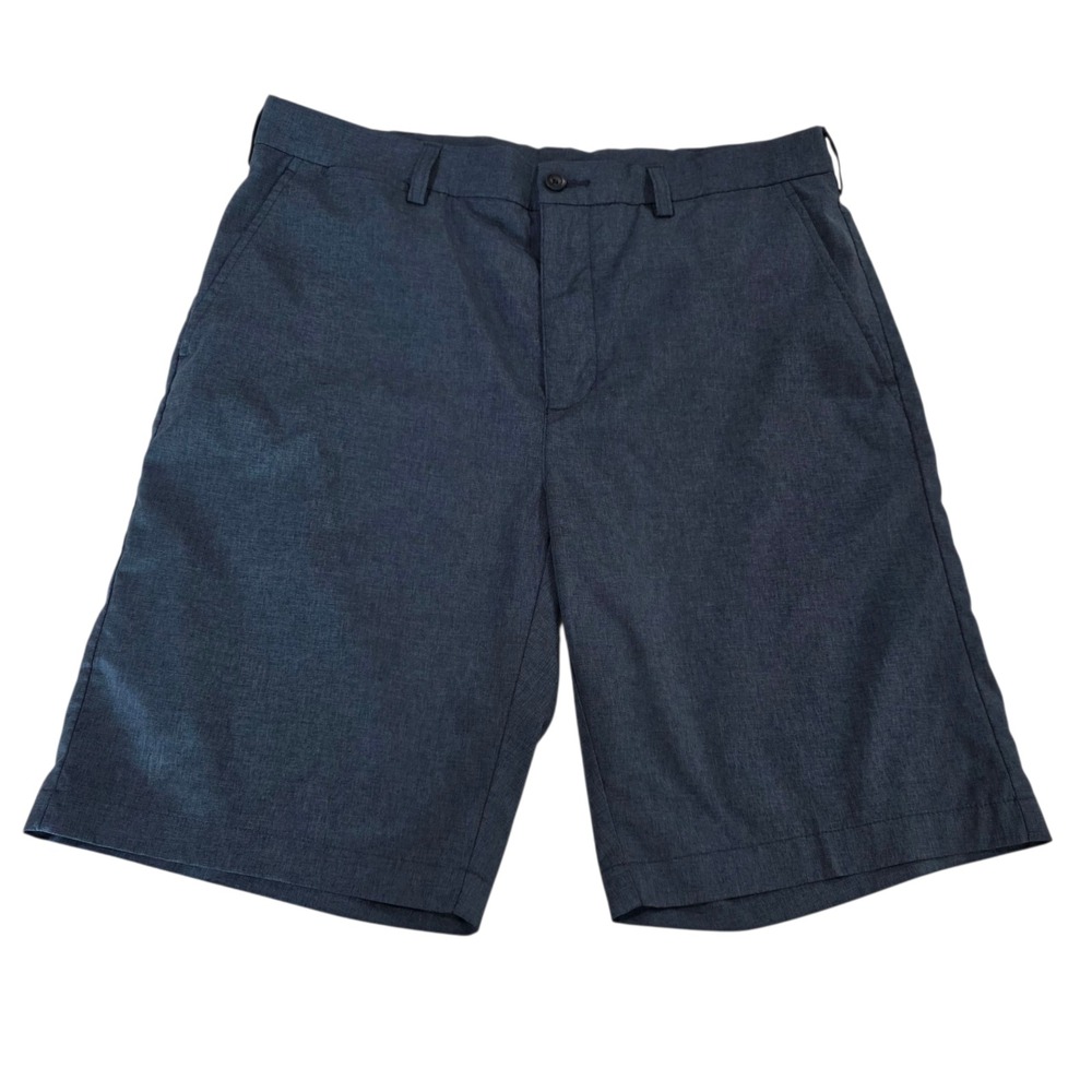 PGA Tour Chino Shorts Mens Blue 34 Flat Front Mid Rise Pocket Golf Performance